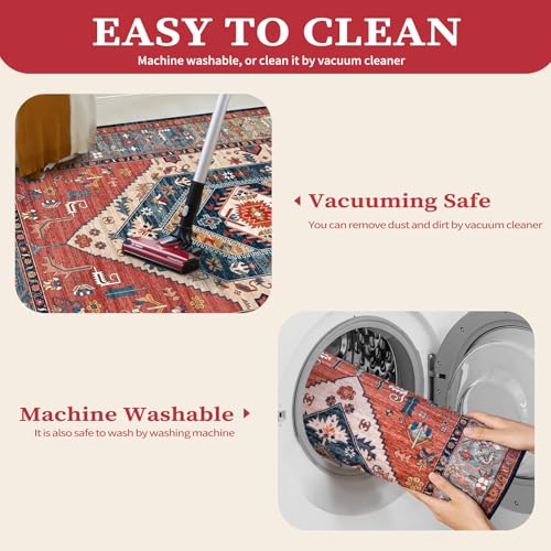 SERISSA Boho Rust Area Rug for Bedroom & Kitchen